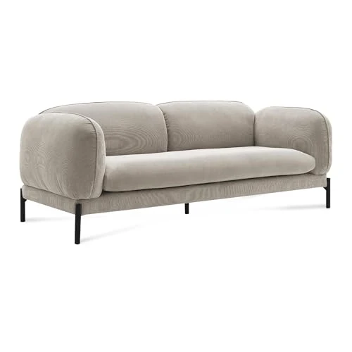Mobilier-Deco Heidi - Canapé 3 Places en Velours côtelé Taupe