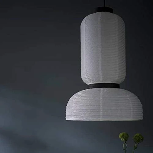 Collection de Lampes Faites Main FORMAKAMI, Papier Blanc Ivoire, chêne teinté Noir - AndTradition - Formakami, JH5 - Ø 70cm, H 67cm