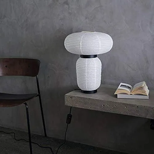 Collection de Lampes Faites Main FORMAKAMI, Papier Blanc Ivoire, chêne teinté Noir - AndTradition - Formakami, JH5 - Ø 70cm, H 67cm