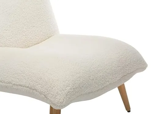 Vente-unique Fauteuil en Tissu Sherpa Effet Peau de Mouton Pepita - Blanc