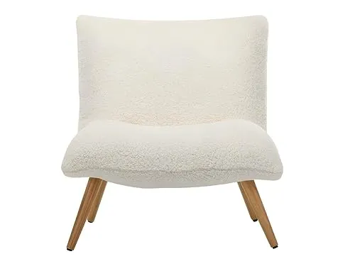 Vente-unique Fauteuil en Tissu Sherpa Effet Peau de Mouton Pepita - Blanc