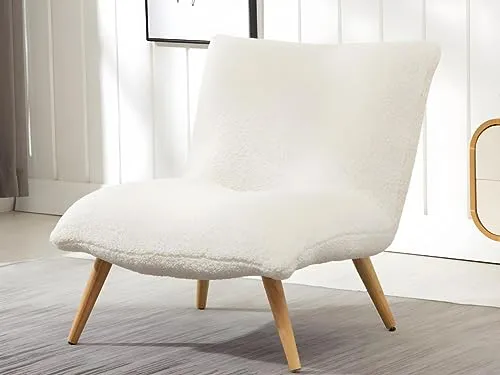 Vente-unique Fauteuil en Tissu Sherpa Effet Peau de Mouton Pepita - Blanc