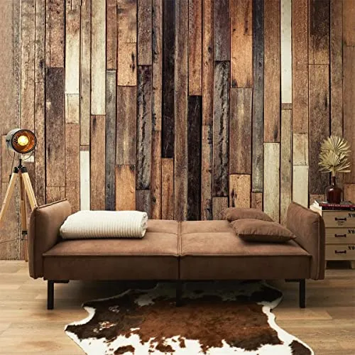 AltoBuy Flip - Canapé Convertible Bois d'Eucalyptus Tissu Marron
