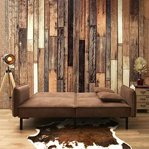 AltoBuy Flip - Canapé Convertible Bois d'Eucalyptus Tissu Marron