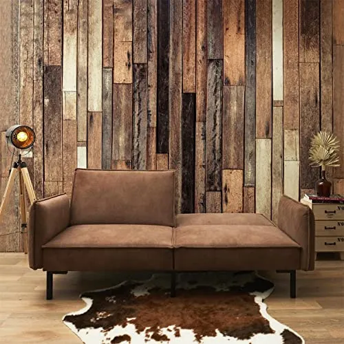 AltoBuy Flip - Canapé Convertible Bois d'Eucalyptus Tissu Marron