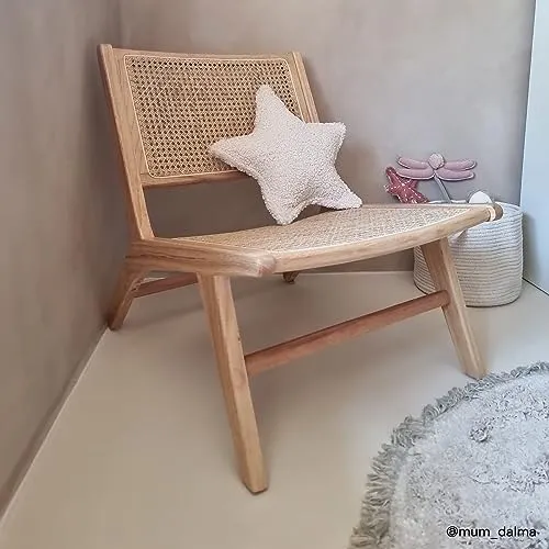 HOMIFAB Fauteuil Lounge en Bois Massif et cannage - Zuma