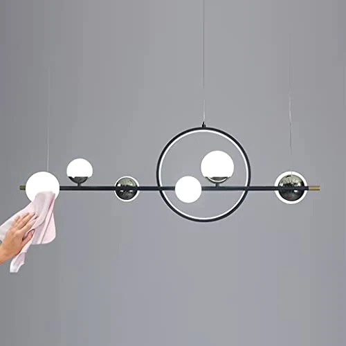 Suspension LED Lampe à suspension à intensité variable Table à manger Lustre réglable en hauteur Abat-jour en acrylique Éclairage en métal avec télécommande Salon Café Bar Cuisine Lampe or noir