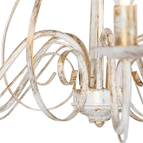 Qazqa Lustre | Chandelier Classique Rustique - Giuseppe Hl Lampe Blanc Crème - E14 - Convient pour LED - 5 x 40 Watt