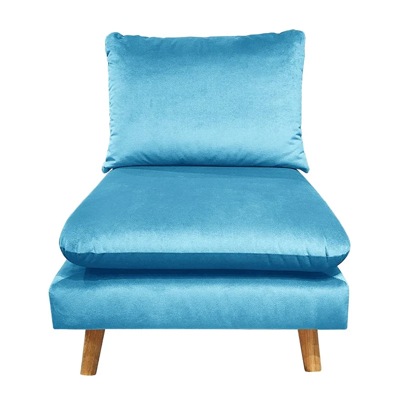 Meubletmoi Module Chauffeuse pour Canapé Composable et Modulable en Velours Bleu - Lassie