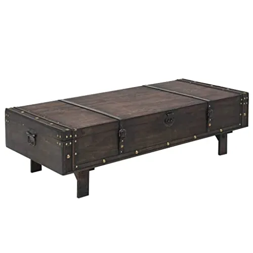 vidaXL Bois Massif Table Basse Coffre de Rangement Banc d'Entrée Couloir