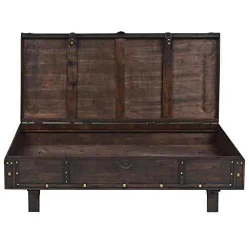vidaXL Bois Massif Table Basse Coffre de Rangement Banc d'Entrée Couloir