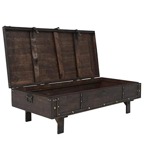 vidaXL Bois Massif Table Basse Coffre de Rangement Banc d'Entrée Couloir
