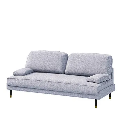 Selsey Kachave - Canapé à 3 Places - 200x83 cm, Gris, Pieds Noirs/cuivrés en Bois - Style Scandinave
