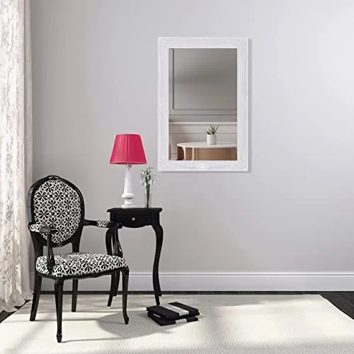 Rococo by Casa Chic - Grand Miroir Rectangulaire - Style Baroque Shabby Chic - 90x60 cm - Blanc Mat