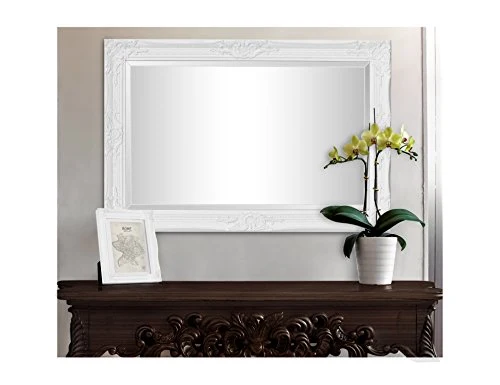 Rococo by Casa Chic - Grand Miroir Rectangulaire - Style Baroque Shabby Chic - 90x60 cm - Blanc Mat
