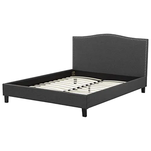 Beliani Sommier et Cadre pour Lit Double 180 x 200 cm en Tissu Gris Rétro Moderne Montpellier