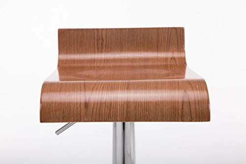 Tabouret de Bar WOOD, Réglable en Hauteur avec Repose-pied, Assise en Bois, Hauteur Assise 57-78 cm, Chaise Bar Pivotante sur 360°, Pièt, Couleur:noyer