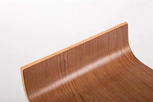 Tabouret de Bar WOOD, Réglable en Hauteur avec Repose-pied, Assise en Bois, Hauteur Assise 57-78 cm, Chaise Bar Pivotante sur 360°, Pièt, Couleur:noyer