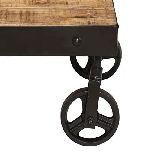 BaraSh Table Basse avec roulettes Bois de manguier Massif 100x60x26 cm,Table Basse,Table Basse Salon,Tables Basses De Salon,