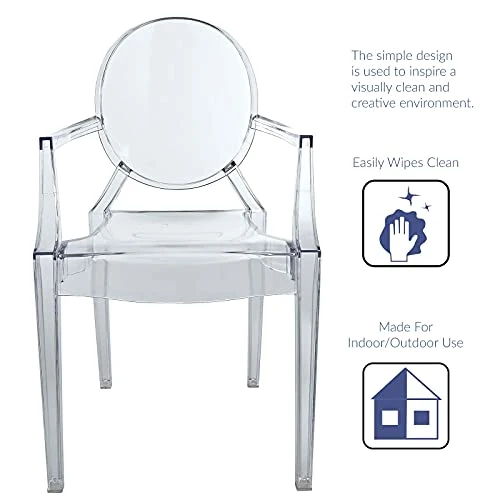 LexMod Fauteuil de Salle à Manger Casper en Plastique, Plastique, Claire, 53x56x91 cm