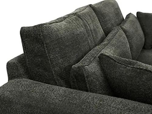 Vente-unique Canapé 3 Places en Tissu Bouclette Gris Anthracite MONDOVI