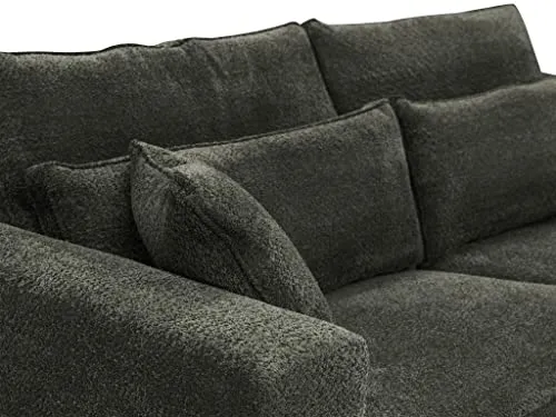Vente-unique Canapé 3 Places en Tissu Bouclette Gris Anthracite MONDOVI
