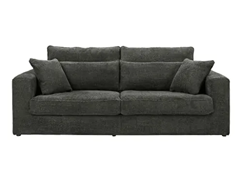 Vente-unique Canapé 3 Places en Tissu Bouclette Gris Anthracite MONDOVI