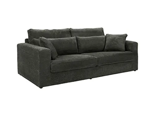 Vente-unique Canapé 3 Places en Tissu Bouclette Gris Anthracite MONDOVI