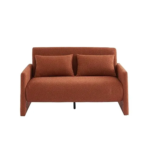 BAÏTA Canapé Droit Jade Convertible Tissu Bouclette Terracotta 2 Places