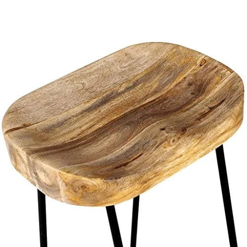 vidaXL Tabourets de Bar Lot de 2 Bois de manguier Massif