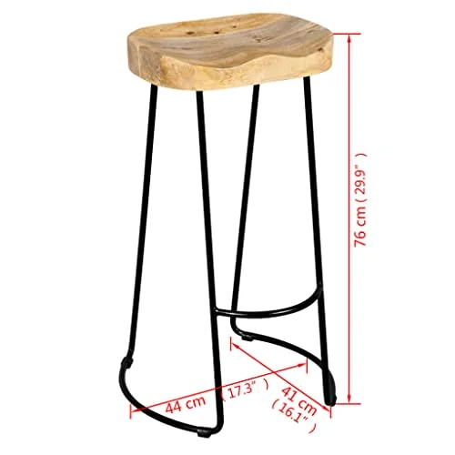 vidaXL Tabourets de Bar Lot de 2 Bois de manguier Massif