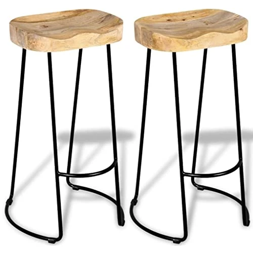 vidaXL Tabourets de Bar Lot de 2 Bois de manguier Massif