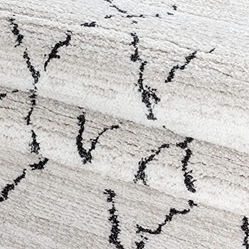 Tapis à Poils Ras, Conception berbère, Tapis Crème, 200 x 290 cm, Tapis de Style bohème, Tapis Salon