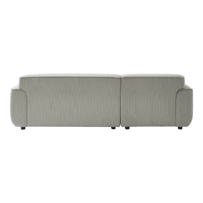 sweeek - Canapé d'angle Gauche. 2 à 3 Places. Velours côtelé Gris Clair. Wallas L 196 x P 151/91 / x H 73cm