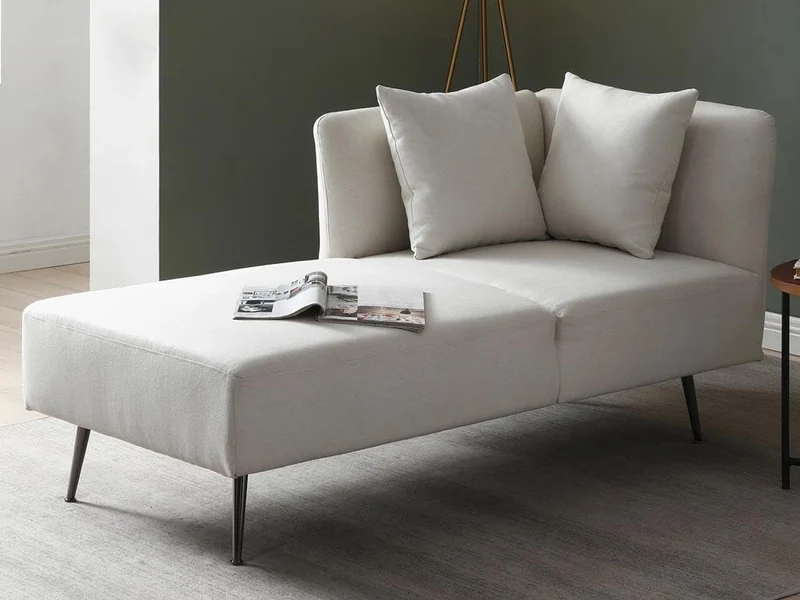 Vente-unique - Méridienne Gauche en Tissu crème NAPASA