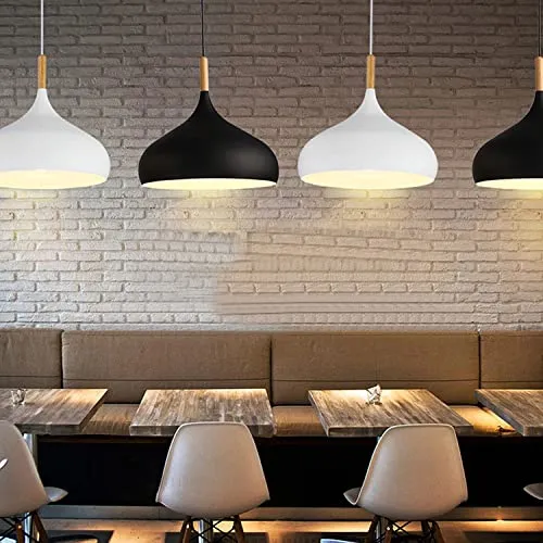 Lampe à Suspension Lampe Suspendue en Bois avec Abat-Jour Artistique en Fer design Industriel Moderne Luminaire Décoratif D'Intérieur pour Cuisine Salle à Manger Ou entrée Suspension Luminaire