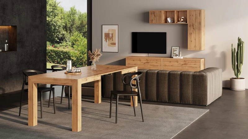 Mobili Fiver Table Extensible, Bois, Chêne Rustique, 140 x 90 x 77 cm