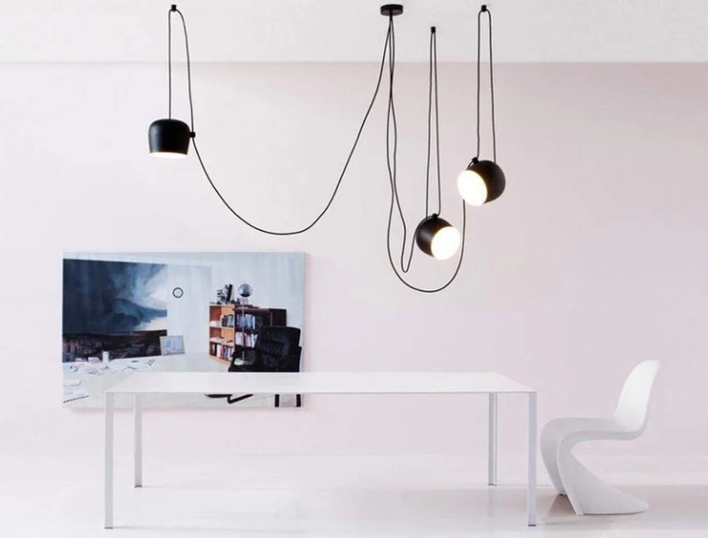 LIN HE SHOP Lustre Moderne réglable en Fer forgé Nordique Salon Industriel Lustre créatif personnalité Chambre Chambre plafonnier, Noir, 3 lumières