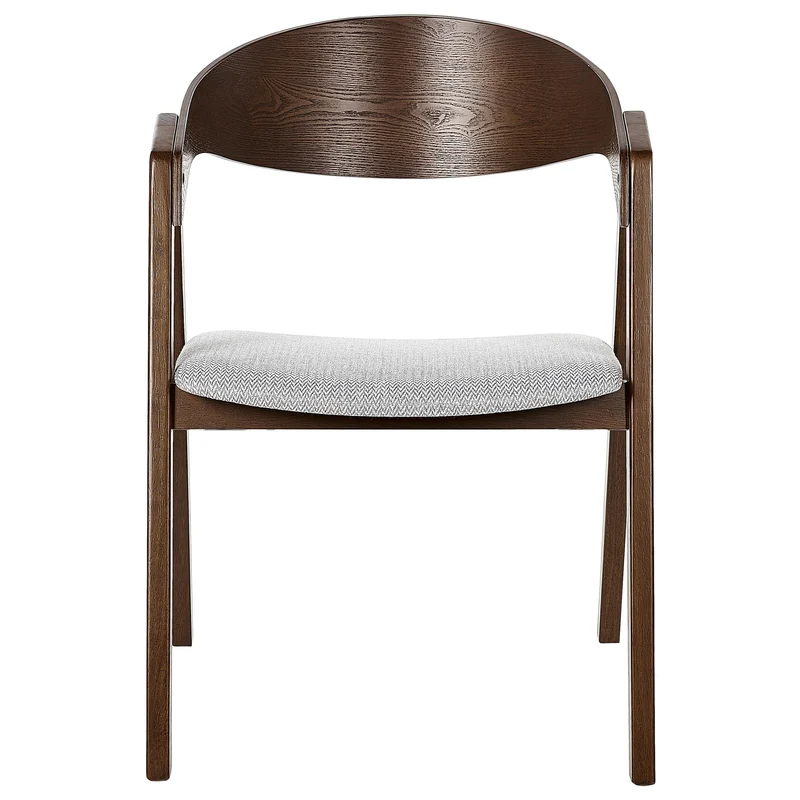Lot de 2 Chaises de Cuisine Rétro Assise Rembourrée Teinte Bois Sombre et Gris Yuba