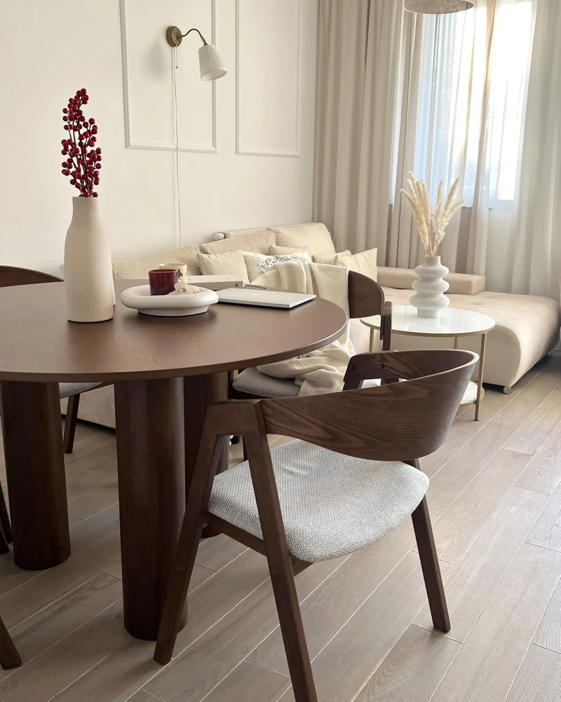 Lot de 2 Chaises de Cuisine Rétro Assise Rembourrée Teinte Bois Sombre et Gris Yuba
