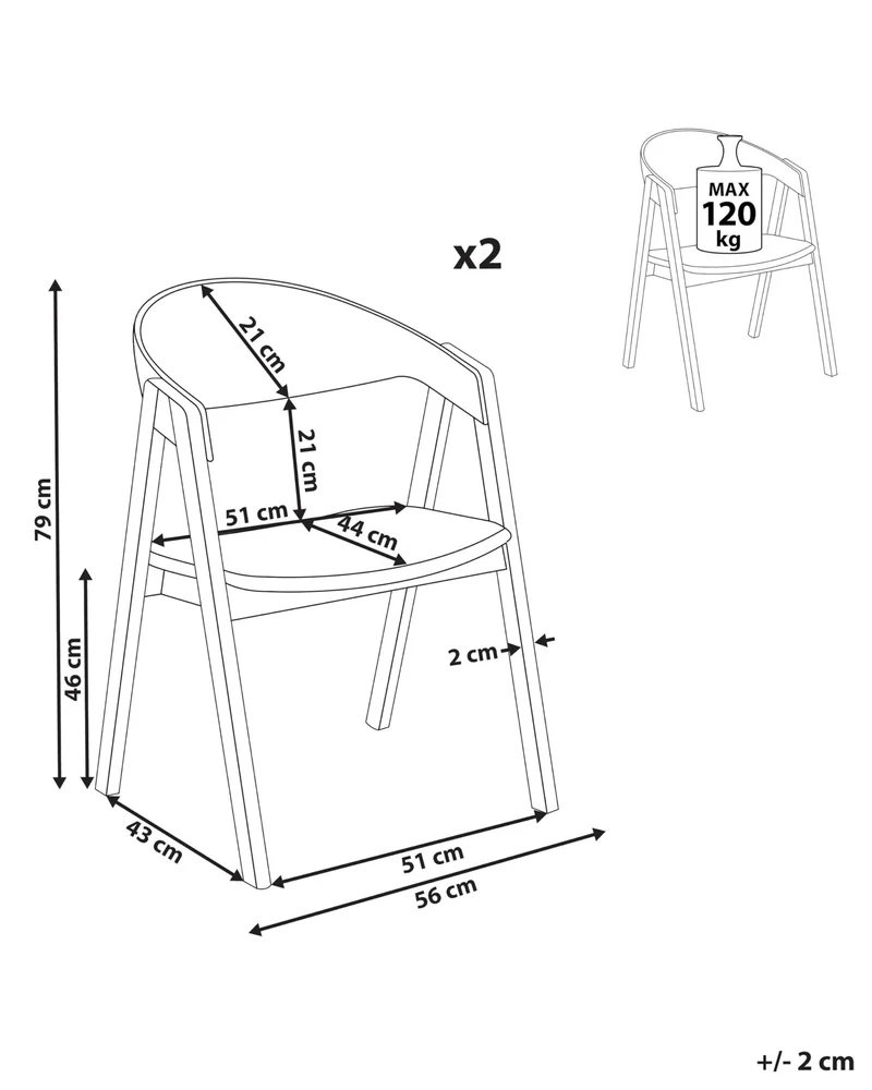 Lot de 2 Chaises de Cuisine Rétro Assise Rembourrée Teinte Bois Sombre et Gris Yuba