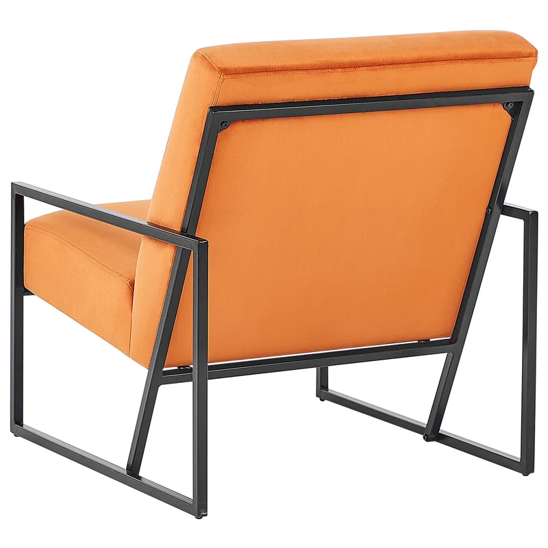 Fauteuil Moderne Glam Cadre en Métal et Revêtement en Velours Orange Delary