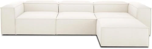 Canapé d'angle modulable avec Pouf Deiso 100 pour Cent Lin Écru