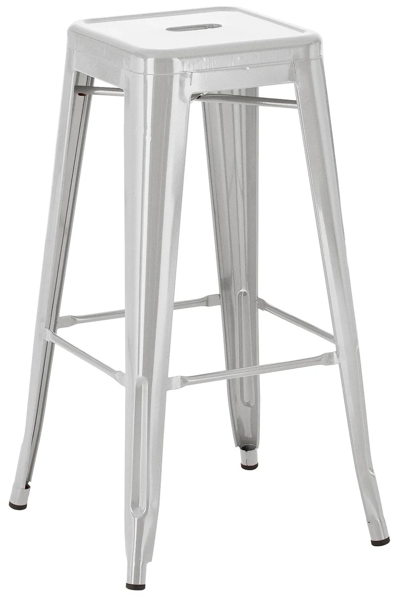CLP Tabouret de Bar Joshua I Tabouret de Bar empilable en métal I Chaise de Bar avec Repose-Pieds I Hauteur d'assise 76 cm I Tabouret empilable, Couleur:Argent