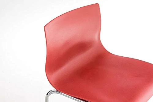 CLP Tabouret De Bar en Plastique I Chaise Haute De Bar Empilable I Piètement Et Repose-Pieds en Métal I Hauteur D'Assise 76 cm, Couleur:Rouge, Couleur du Cadre:Chrome