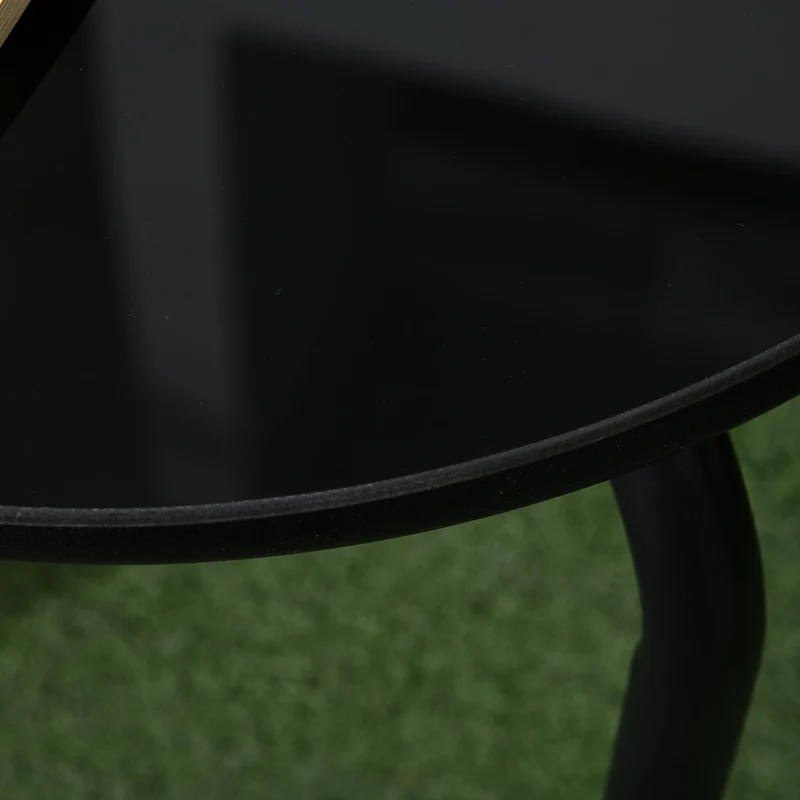 Outsunny Salon de Jardin bistrot, Ensemble bistrot de Jardin 3 pièces avec 2 fauteuils et 1 Table Basse Ronde, métal, Noir et Beige