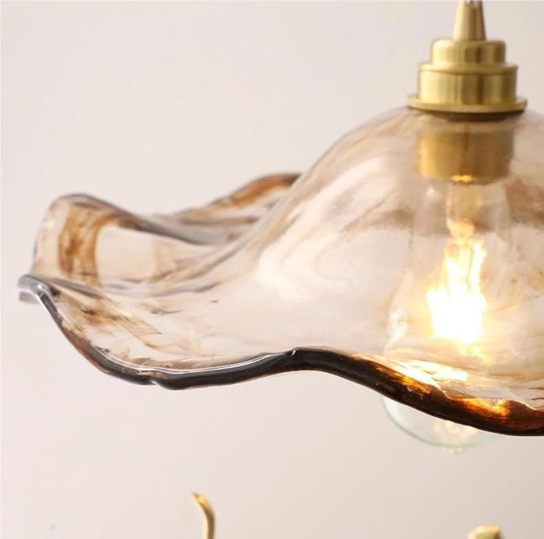1 lumière intérieure suspendue for îlot de cuisine, luminaires suspendus en verre à tête , finition dorée, lampe à suspension moderne de forme ondulée for salle à manger, chevet, entrée, café, restaur