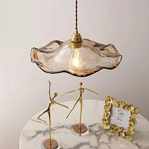 1 lumière intérieure suspendue for îlot de cuisine, luminaires suspendus en verre à tête , finition dorée, lampe à suspension moderne de forme ondulée for salle à manger, chevet, entrée, café, restaur