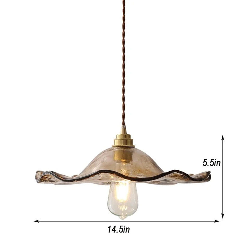 1 lumière intérieure suspendue for îlot de cuisine, luminaires suspendus en verre à tête , finition dorée, lampe à suspension moderne de forme ondulée for salle à manger, chevet, entrée, café, restaur