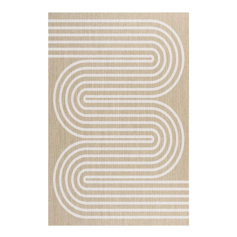 STORESDECO Tapis Vinyle Premium Haute de Gamme, Antidérapant Lavable résistant imperméable Tapis Salon Chambre Cuisine Couloir Exterieur terrasse Salle de Bain Vagues Blanches 160x230 cm